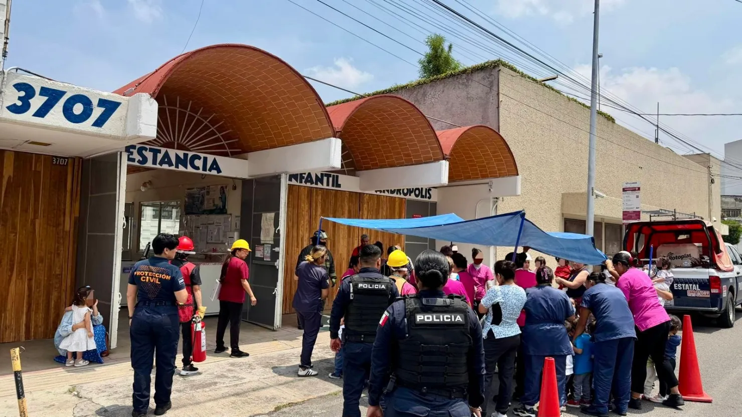 Supervisan simulacro de sismo en estancia infantil Andropolis de Puebla