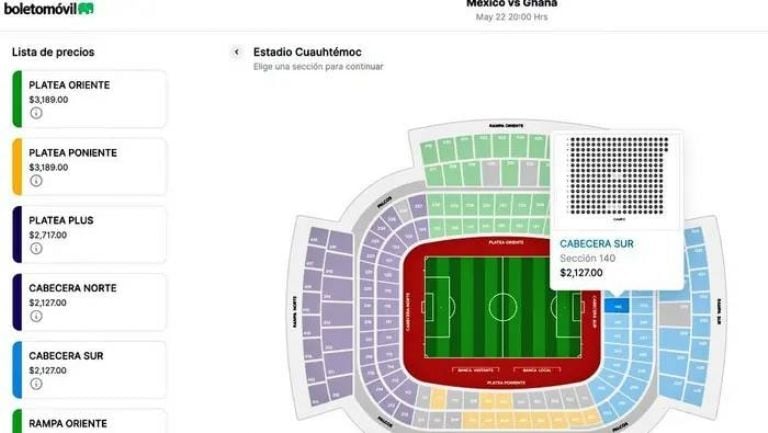 Venta de boletos para el partido México vs. Ghana en Puebla supera el 82 por ciento de ocupación