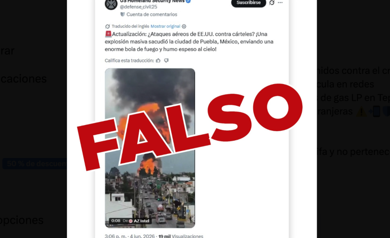 Falso que Estados Unidos esté atacando a México: explosión en Tepeaca, aclara el gobierno de Puebla