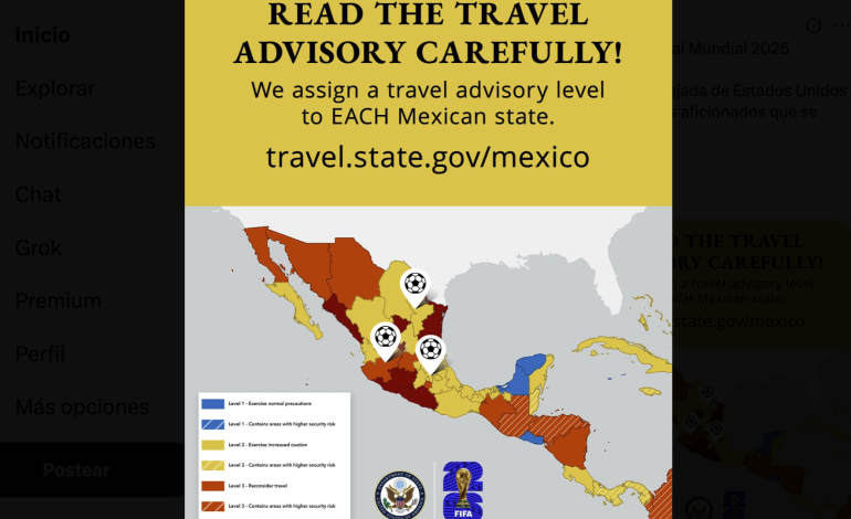 Alerta de Estados Unidos sobre violencia y secuestros en México a días del Mundial