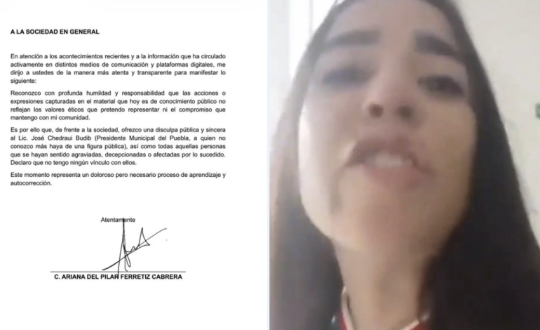 Ariana Ferretiz publica carta de disculpa tras polémica en San Andrés Cholula; usuarios critican error ortográfico