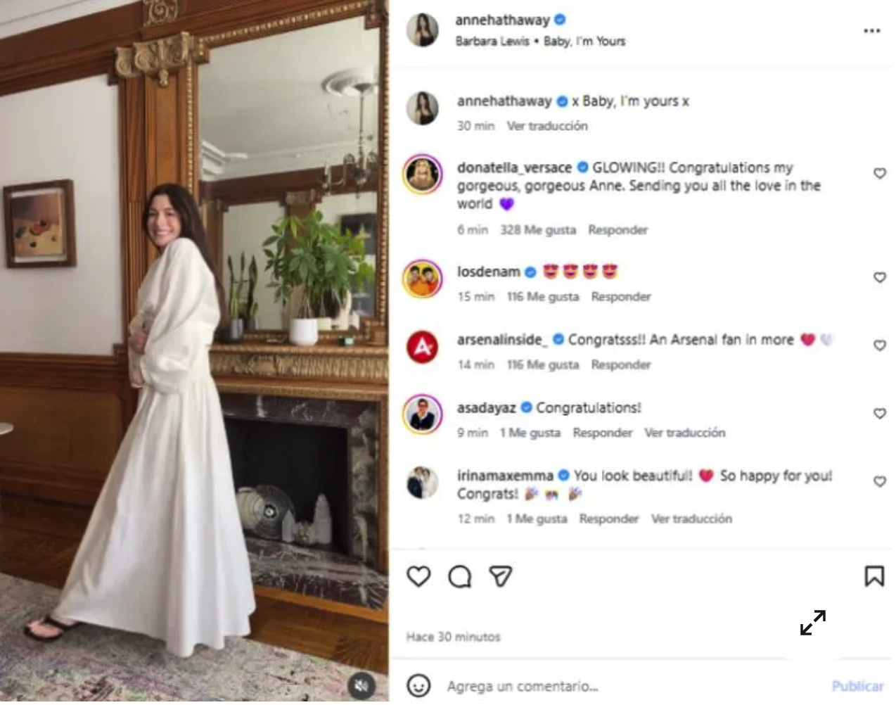 Anne Hathaway anuncia su tercer embarazo a los 43 años