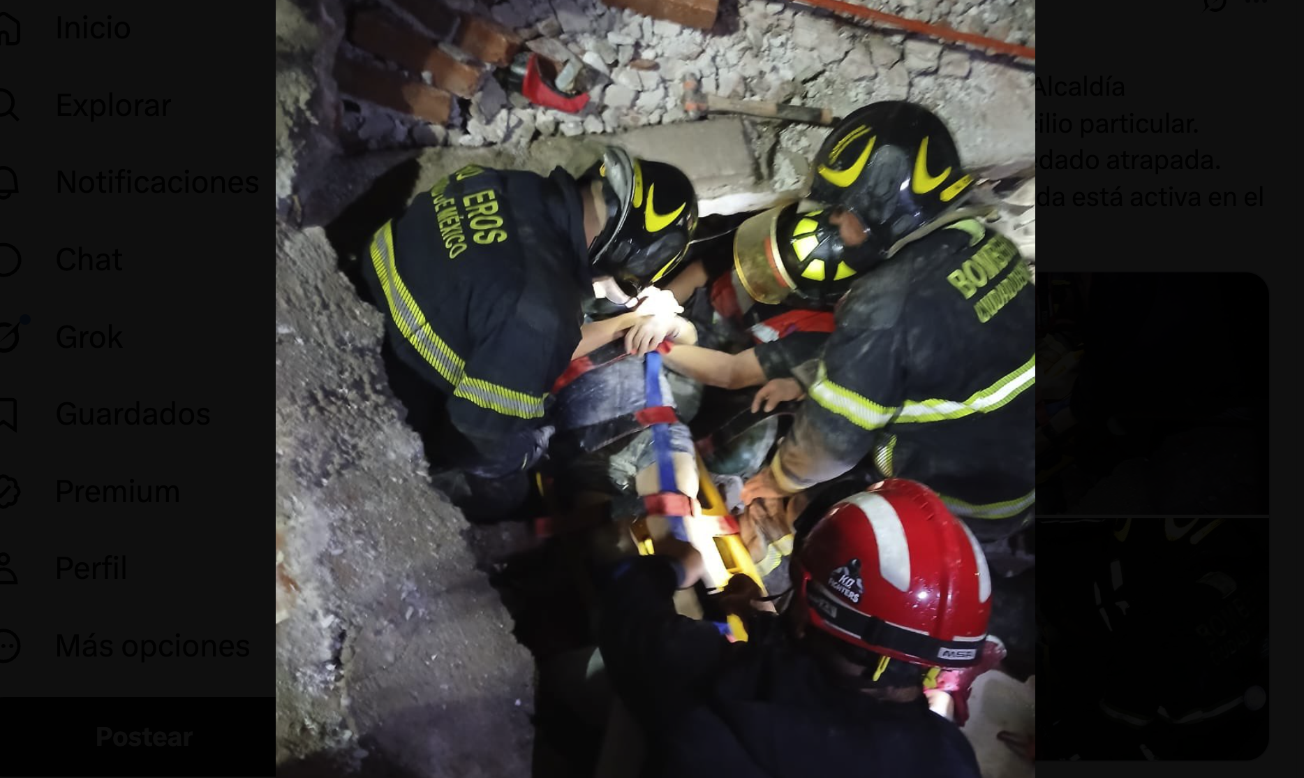 Derrumbe en la colonia Hipódromo Condesa deja un muerto y una mujer lesionada