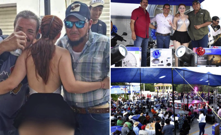 Festejo del Día del Padre en Llera de Caneles genera polémica por participación de influencer semidesnuda