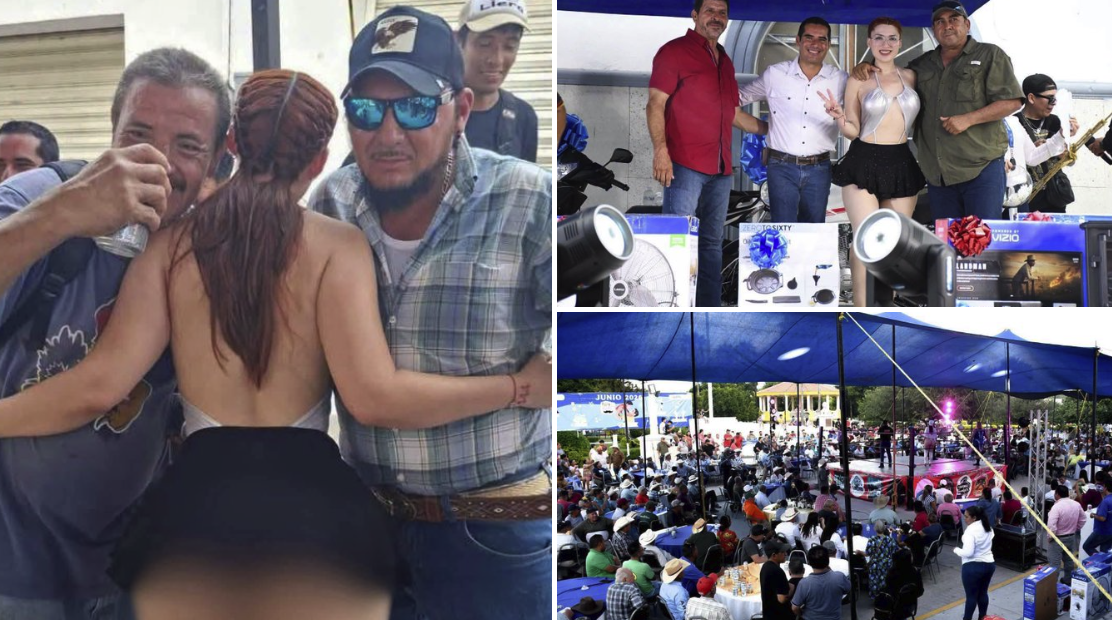 Festejo del Día del Padre en Llera de Caneles genera polémica por participación de influencer semidesnuda