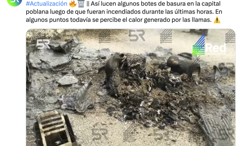Incendios recurrentes en contenedores de Puebla evidencian un problema persistente de vandalismo urbano