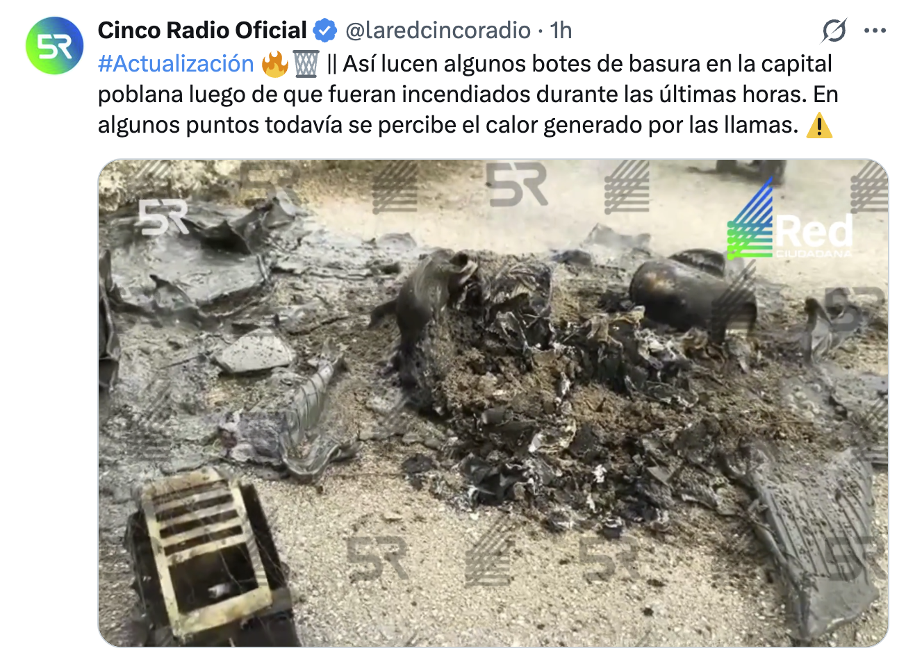 Incendios recurrentes en contenedores de Puebla evidencian un problema persistente de vandalismo urbano