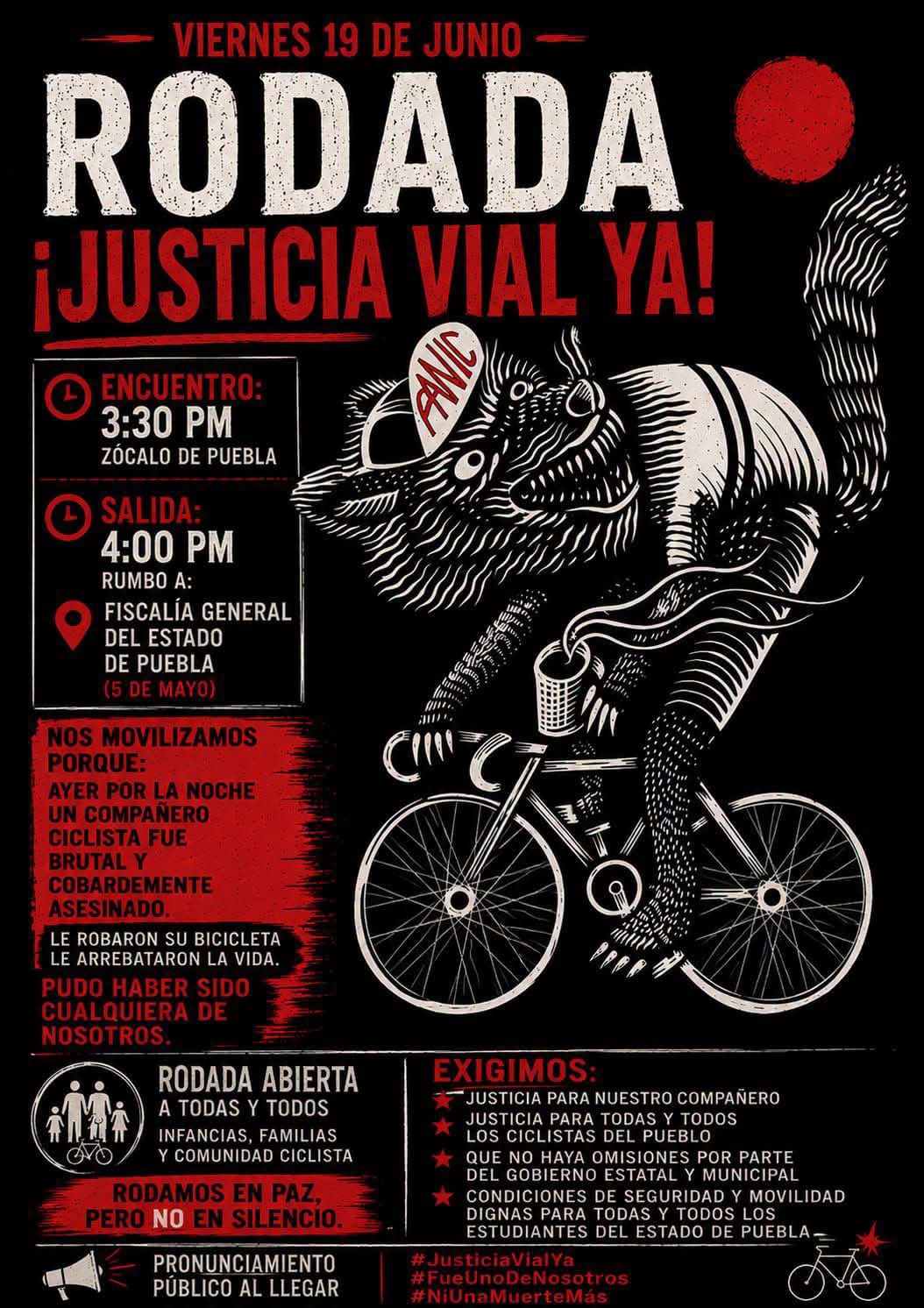 Asesinan a ciclista de 63 años en Loma Linda; colectivos convocan marcha en Puebla