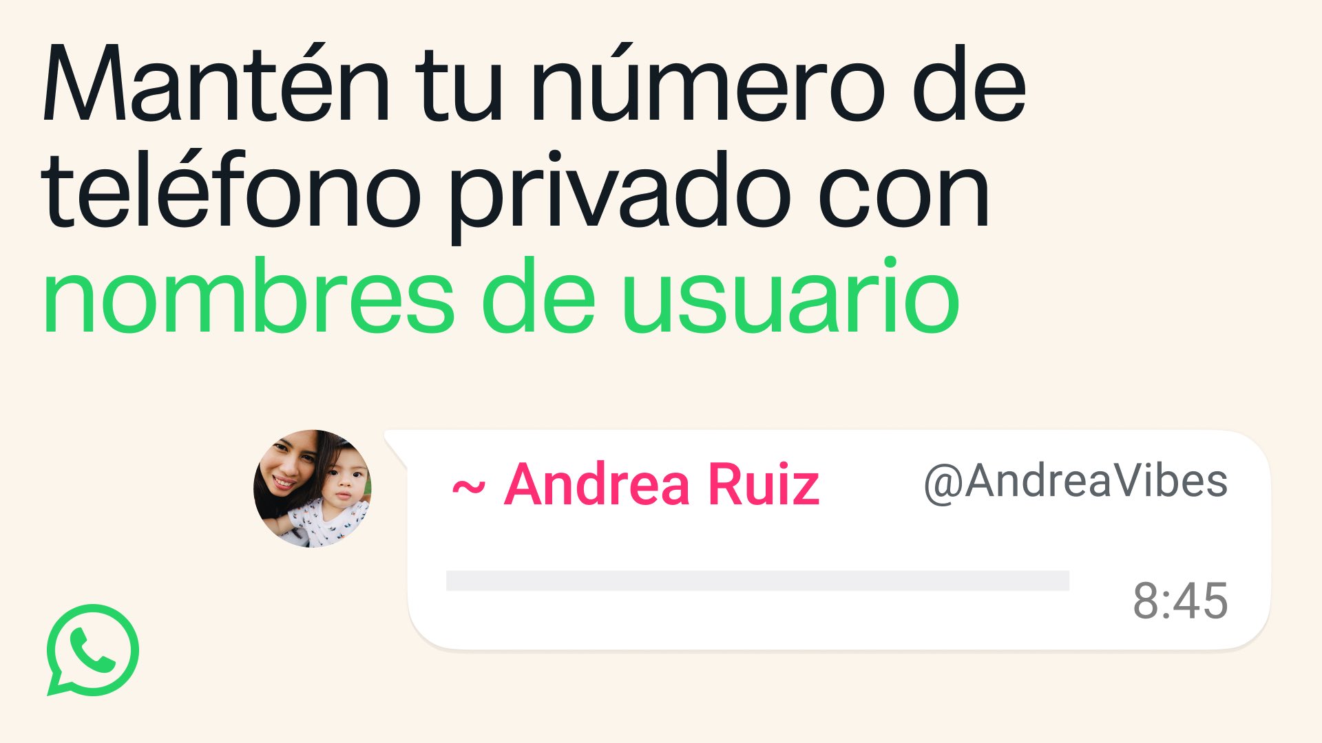 WhatsApp lanza nombres de usuario para proteger la privacidad telefónica