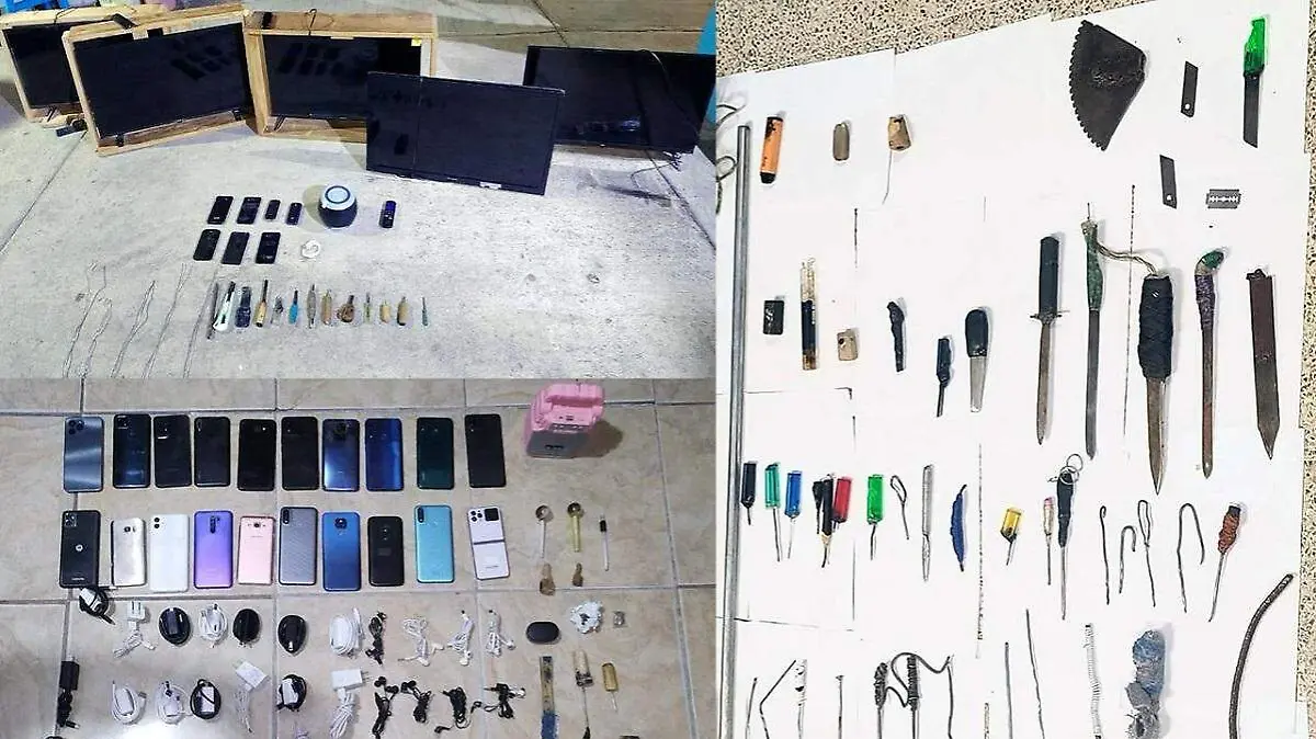 Decomisan armas hechizas, celulares y objetos para consumo de drogas en Cereso de San Miguel, Puebla