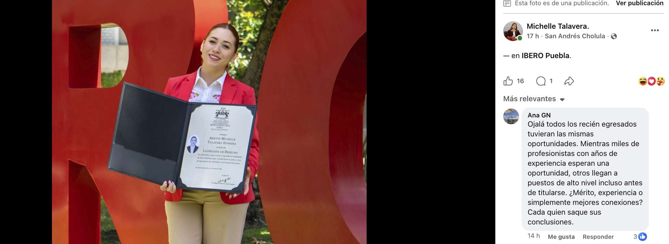 Cuestionamientos sobre nombramiento de Michelle Talavera resurgen tras su reciente graduación