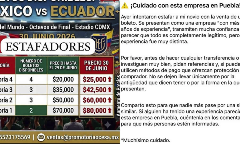 Alerta por presunto fraude en venta de boletos para México vs Inglaterra en Puebla