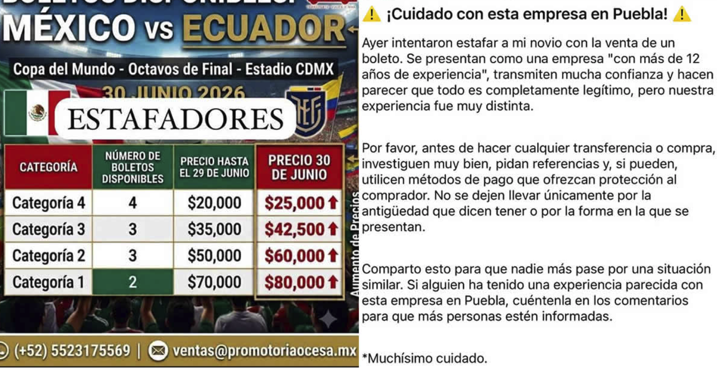 Alerta por presunto fraude en venta de boletos para México vs Inglaterra en Puebla