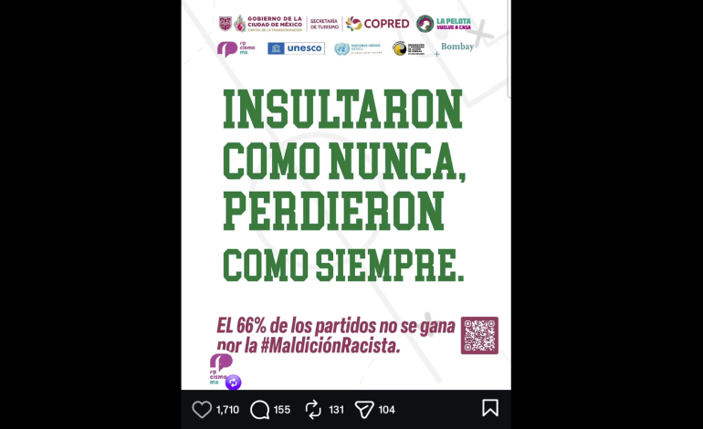 ONU México y Gobierno capitalino generan polémica por mensaje tras derrota del Tri en Mundial 2026