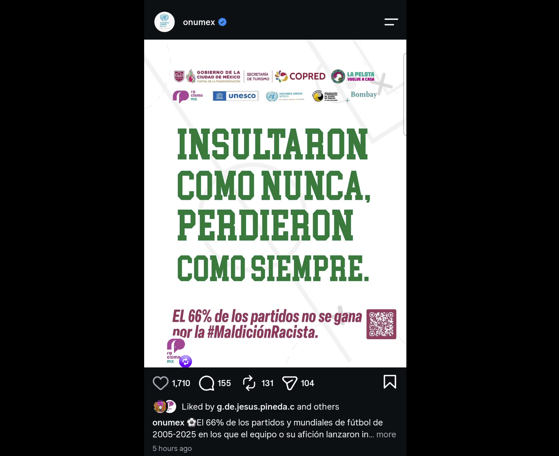 ONU México y Gobierno capitalino generan polémica por mensaje tras derrota del Tri en Mundial 2026