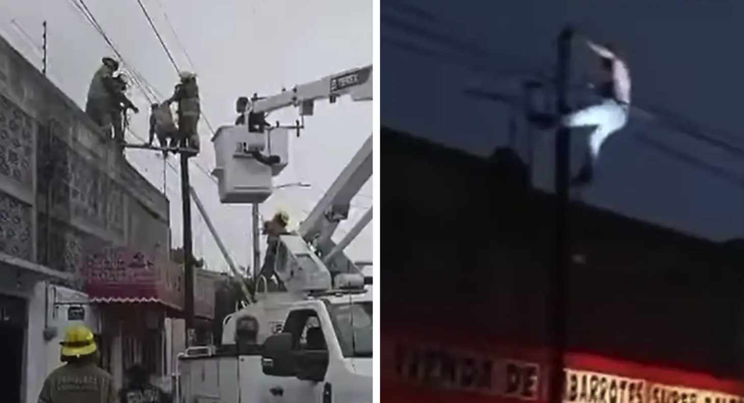 Presunto ladrón queda colgado más de seis horas en poste de luz en Chimalhuacán