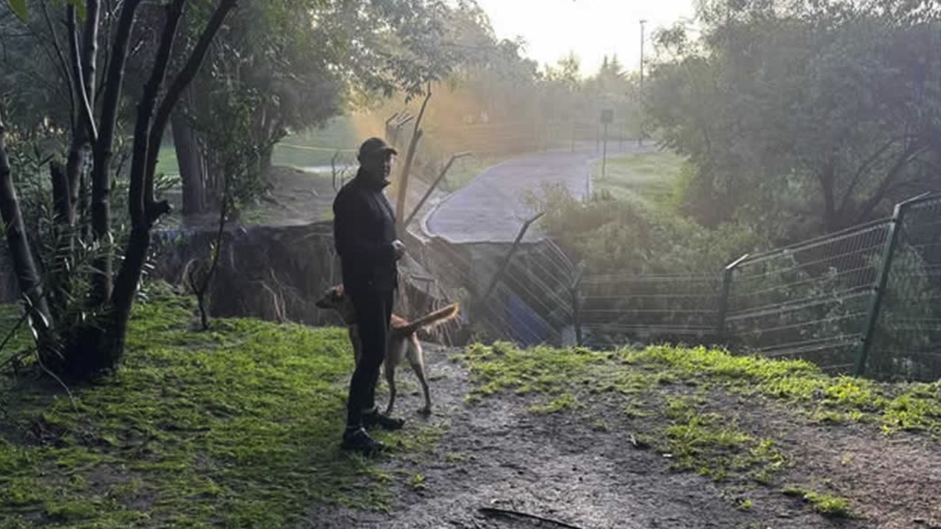 Deslave por lluvias colapsa tramo de ciclovía en el Parque Metropolitano de Puebla