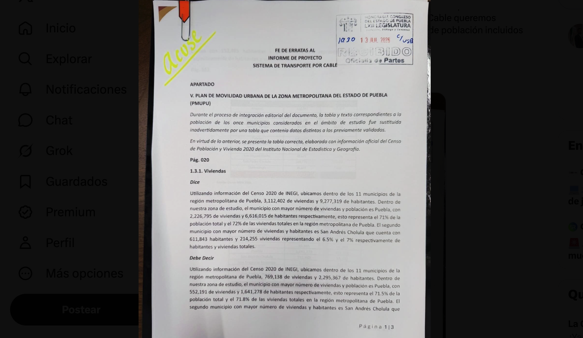 Gobierno de Puebla corrige datos en informe sobre el Cablebús entregado al Congreso