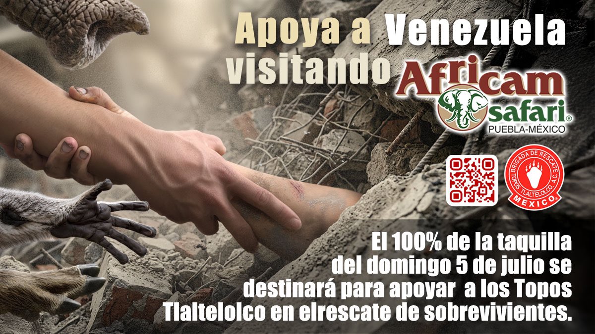 Africam Safari donará toda la taquilla del 5 de julio para apoyar labores de rescate en Venezuela