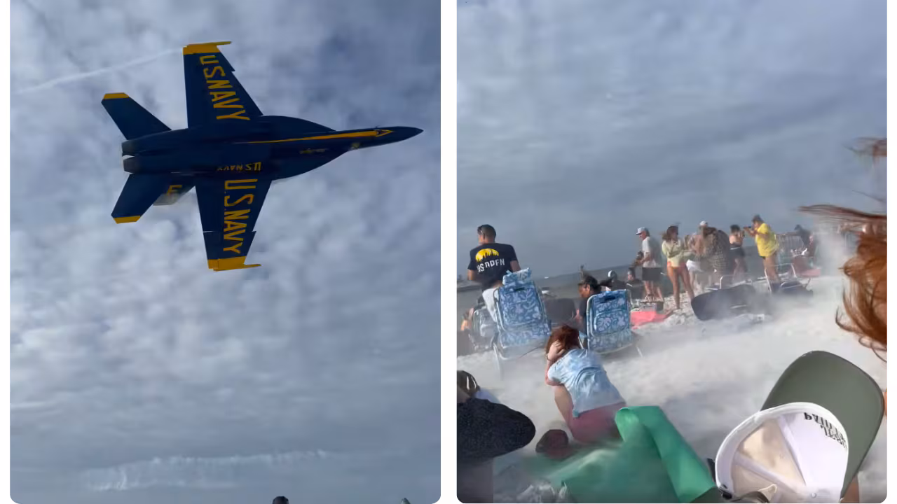Piloto de F-18 suspendido tras vuelo rasante en playa de Florida