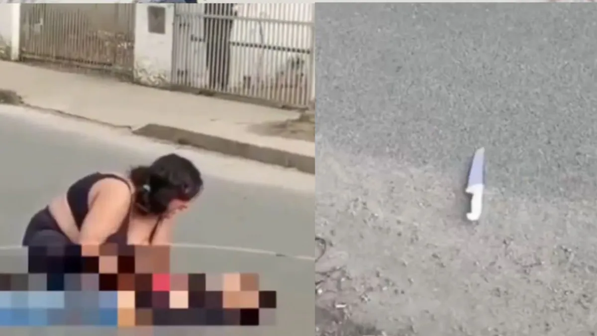 Mujer brasileña es captada llorando tras apuñalar a su novio en plena calle en Joinville